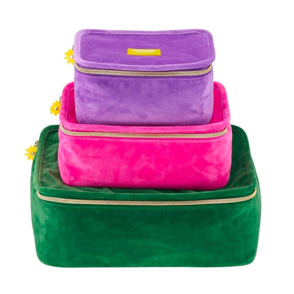 Marc Jacobs Cosmetic Bag Set Green Pink Purple NWOT